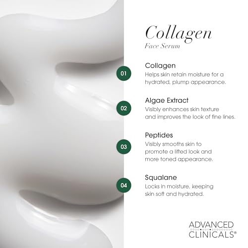 Advanced Clinicals Collagen + Peptides Firming Body Cream + Collagen Plumping Face Serum Set