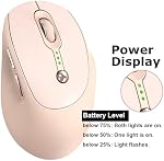 Wireless Bluetooth Mouse with Battery Display Indicator, Cute Rechargeable Beige Silent Ergonomic Portable USB Optical Cordless Mice for PC Laptop Computer Tablet Mac MacBook Pro Kids Girls Women Gift