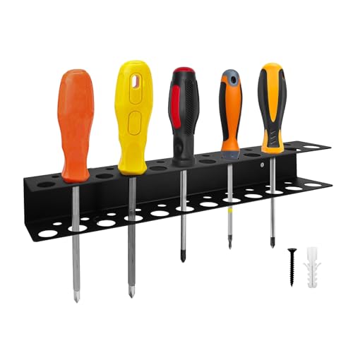 Organizador de destornilladores de montaje en pared de 32 cm, soporte magnético para herramientas con tornillos, soporte de destornillador de 23 ranuras, soporte de destornillador de pared resistente,