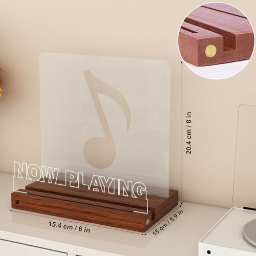 YuanDian Schallplattenständer, Light up Now Playing Vinyl Record Stand mit 16 wechselnden Farbe Lichter, hölzerne Acryl-Halter für Vinyl-Album-Display und Lagerung