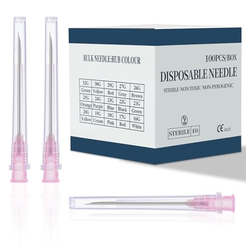 18G 38MM Dispensing Accessories Stainless Steel Industrial Needles, for Scientific Labs, Measuring and Refilling, Individually Wrapped（100Pack）