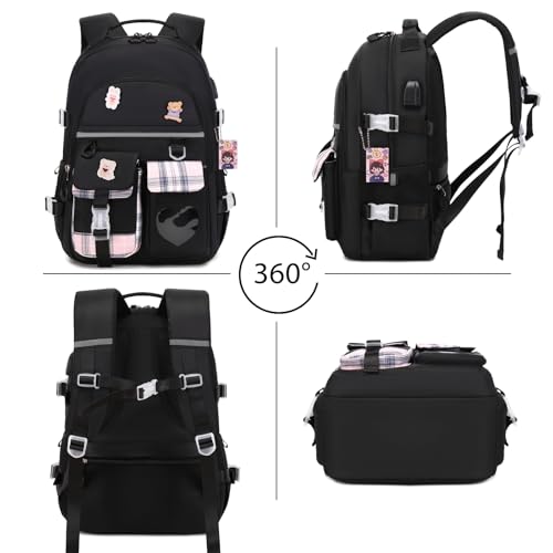 ACESAK Backpack for Girls - Bookbag Backpacks Schoolbag for Girls Kids Teen Women Casual Travel Daypacks - School Bag Elementary Middle School College Cute Backpack with Lunch Box (Black) by ACESAK - Used condition - Image 5