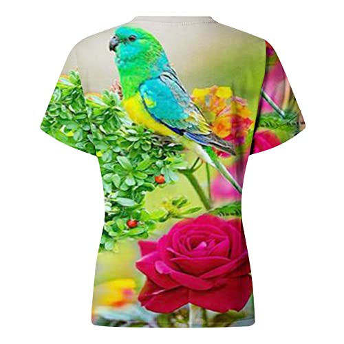 Camisetas femininas estampadas de manga curta camisetas de ajuste solto na moda tops elegantes vinta