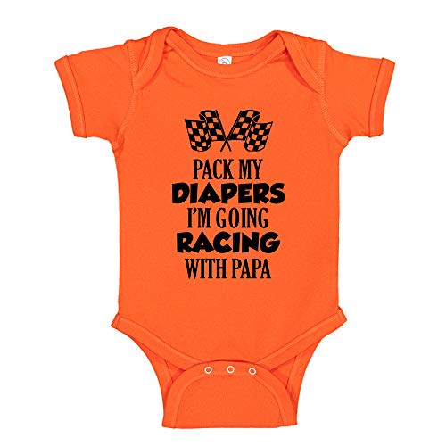 Image of I'm Going Racing with My Papa Baby Bodysuit Romper or Toddler Shirt for Racer Grandpa