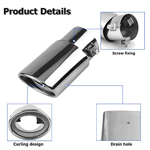 Moly Magnolia MOLY MAGNOLIA-EXHAUST TIP Stainless Steel Car Exhaust Tip, 2.5 Inch To 3.3 Inch Universal Car Exhaust Pipe Modification Tail Throat Tail Pipe thumb #2