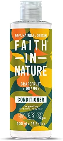Faith In Nature Natural Grapefruit and Orange Conditioner, Invigorating, Vegan and Cruelty Free, No SLS or Parabens, For Normal to Oily Hair, 400 ml