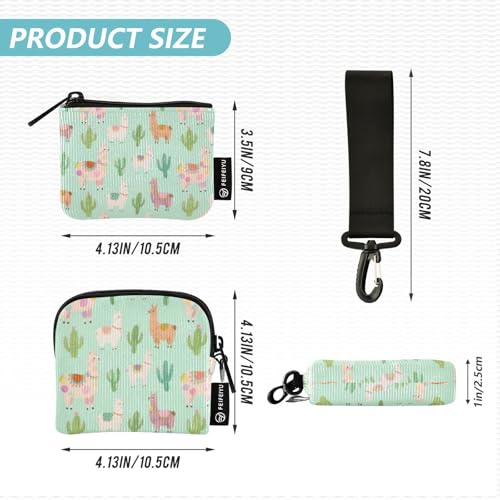 Cute Cartoon Grey Alpaca Women's Dual Wallets Business Card Cases Minimalist Zipper Wristlet Wallet with Zipper Coin Pocket for Work Travel 2 Packs billetera para tarjetas de Mujer4