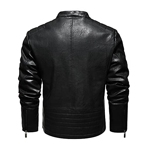 Fall and Winter Men's Racing Faux Leather Jacket Windproof Biker Jacket3