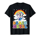 Retro Death Metal Cat Rainbow Unicorn Funny Heavy Metal T-Shirt