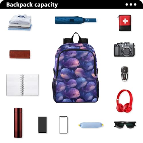 AIXIWAWA Lightweight Hiking Backpacks Cute Whale Print, Foldable Waterproof Daypack for Commute Travel2