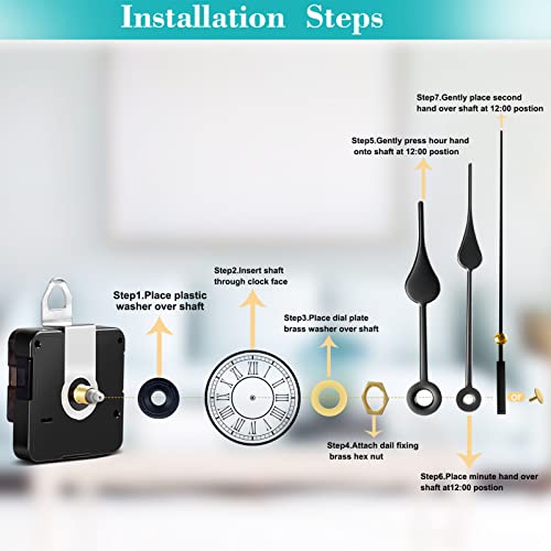 2Pcs Clock Mechanism - Clock Mechanism Replacement - Quartz Clock Movement Replacement,Clock Kit Motor Replacement Mute Design Diy Repair Clock Parts With 5 Set Clock Hands (No Battery) #TOP3