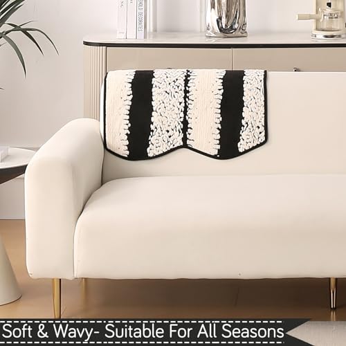 Image of HOKIPO Luxury Wavy Sofa Backrest Cover Mat 55x80 cm | Pack of 1 Anti Slip Backrest Mat, Black (AR-6218-BLK)