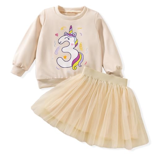 3rd Birthday Outfits for Toddler Girls 3 Year Old Third Three Sweatshirt Tutu Skirt Fall Clothes
