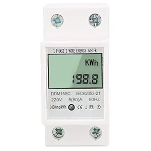Generic Energy Meter, Digital Energy Meter, Stable 5-80A Good Reliability Din-rail Energy Meter Single Phase Din Rail Energy Meter Small for 220V/230V 50/60Hz