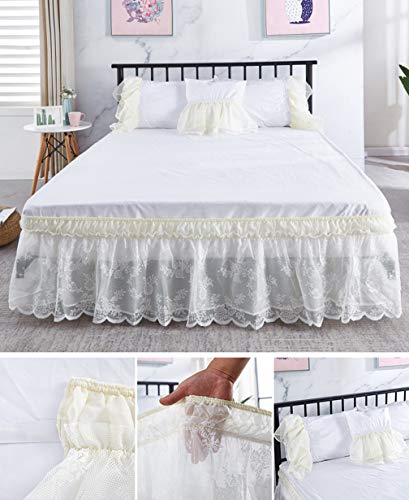 Adonis Pigou Wrap-Around Lace Bed Skirt Ruffled Bedskirt Dust Cover Ruffle Bed Sheet Case #TOP4