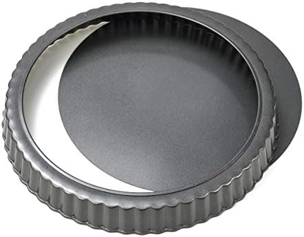 LUUFAN Non-stick Quiche Pan Tart Pan With Loose Bottom, Round Fluted Flan Tin (22cm/8.6inch)
