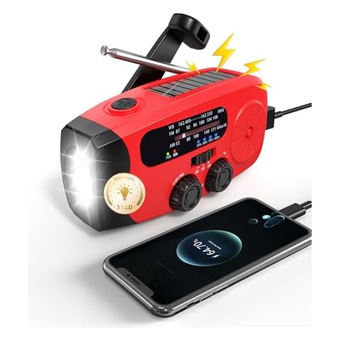 Emergency Hand Crank Radio Emgykit - 2000mAh/7400mWh AM/FM/NOAA Solar Hand Crank Emergency Radio with 3 LED Flashlights, SOS Function for Emergencies, Snowstorms Cover