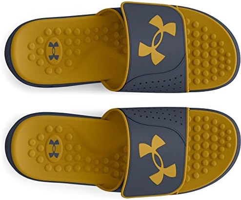 Under Armour Men's Ignite Pro Slide, (402) Downpour Gray / Downpour Gray / Gilded Yellow, 18, US | Image 2