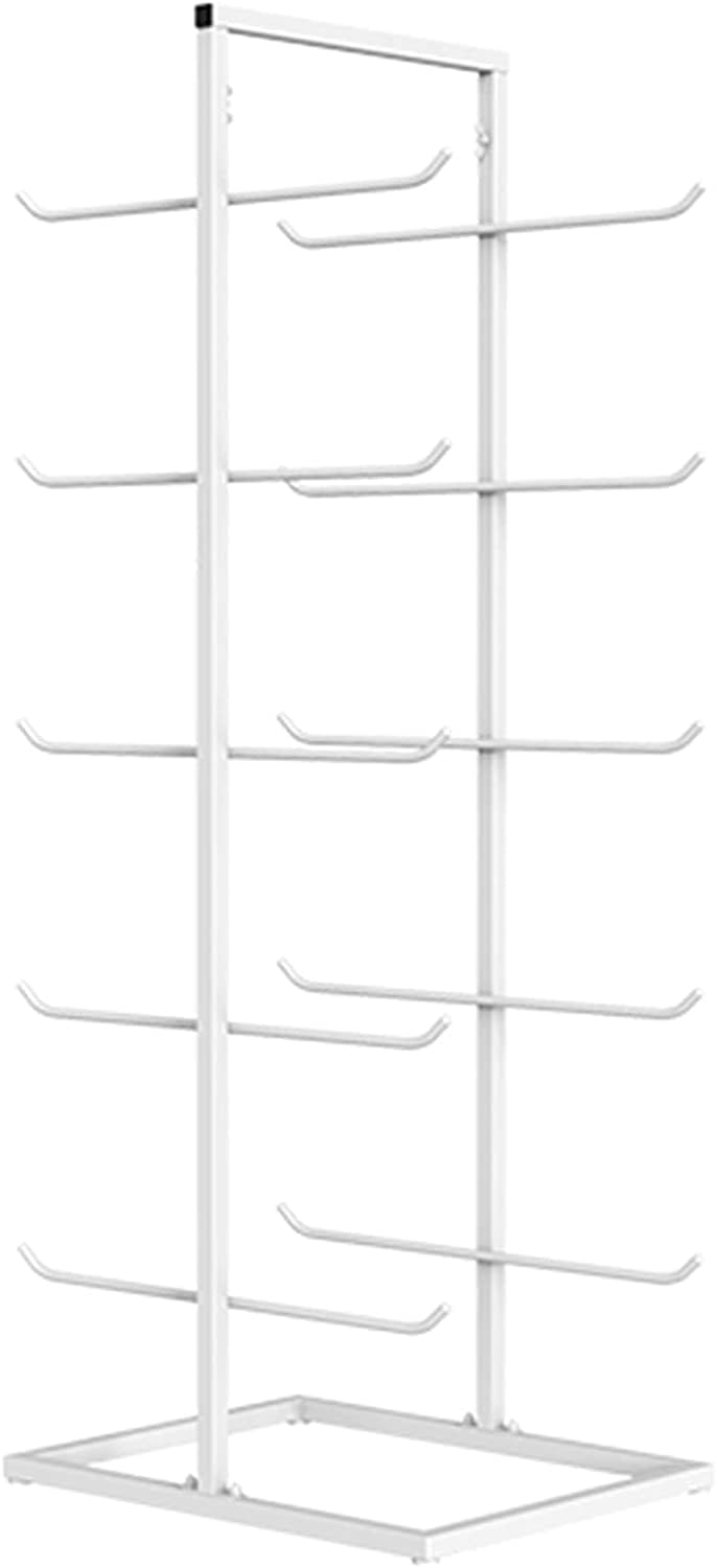 Snowboard Storage Rack，Floor Stand Yoga Mat Rack with Double-Sided, 5 Tier Metal Huge Capacity Storage Shelf, Home Gym Exercise/Pilates Mats Organizer,White-Hold 10 Mats