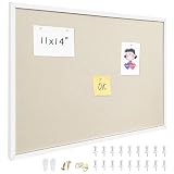 11'x14' White Framed Natural Wood Tone Bulletin Board, Pin Board