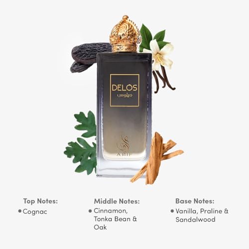 ARIF Delos Perfumes – Premium Woody Oriental Eau de Parfum for Men & Women – Cognac, Oak, Tonka Bean, Vanilla, Praline, Sandalwood – Long-Lasting Unisex Fragrance – 3.4 oz — view 2