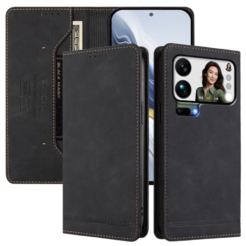 Étui compatible avec Xiaomi 14 5G étui portefeuille cuir noir