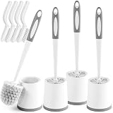 Holaloha Toilet Brush, 4 Pack Toilet Brush and Holder Set, Toilet Bowl Brush with 4 Grout...