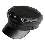 KORIXINE Leather Hats for Women - Womens Newsboy Cap for Men Fashion Paperboy Chauffeur Hats Beret Biker Sailor Fiddler Caps Trendy Dressy Outfits Costume Gatsby Berets (Black)