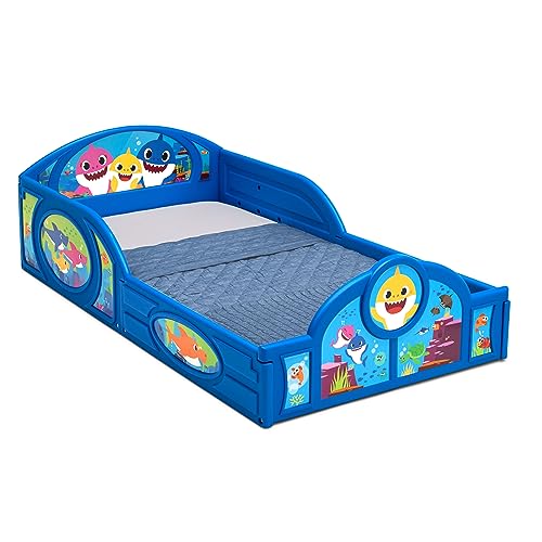 Baby Shark Plastic Sleep and Play Plastic Toddler Bed with Attached Guardrails by Delta Children, Blue by Delta Children - Image 2