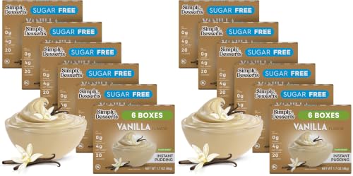 Image of Simply Desserts Vanilla Instant Pudding, Sugar-Free, 12-Pack - Healthy Dessert, Keto Snacks, Vegan & Diabetic-Friendly, Kosher, 1.7 Oz Ea