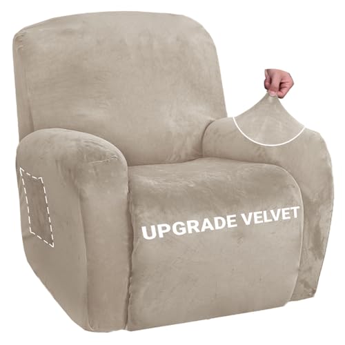 ZNSAYOTX Stretch Velvet Recliner Cover 4-Pieces, Thick Soft Recliner Chair