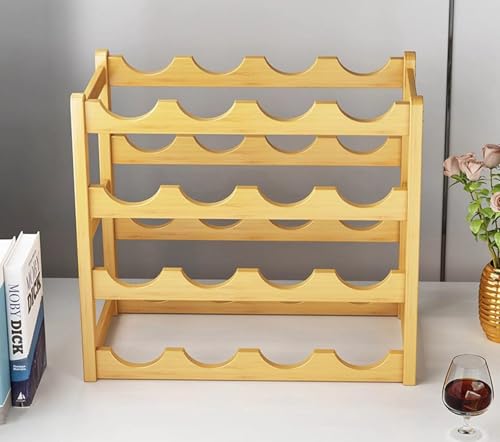 Soporte para botellas de vino de bambú resistente para encimera miniatura 6