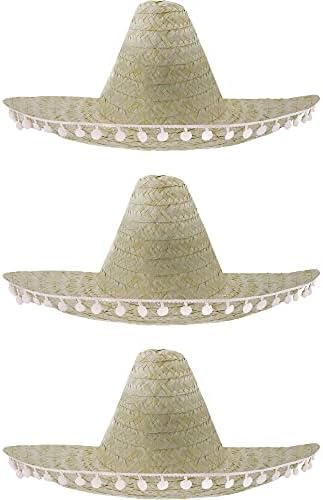 I LOVE FANCY DRESS ADULTS PACK OF 3 MEXICAN SOMBRERO HATS COLOURS PACK OF 3 - ADULT MEXICAN ADULTS SOMBRERO WESTERN BANDIT HAT MEXICAN FESTIVAL HAT 3X HATS