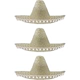 Estos son de tamaño adulto ILOVEFANCYDRESS - Lote de 3 gorros naturales mexicanos para adultos (3 unidades), color blanco