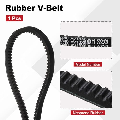 Image of AX33 Belt, Raw Edge Cogged Industrial Rubber EPDM V-Belt, Pack of 1 | 1 /2 inch(13mm) Width x 33 inch(838mm) Inside Circumference x 5 /16 inch(8mm) Height