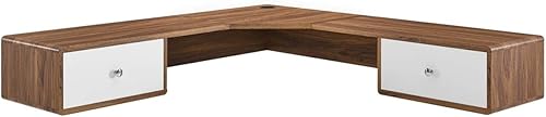 Miniatura 9 de Modway Transmit Mid-Century - Escritorio de oficina de esquina para montaje en pared, color blanco nogal, 47 pulgadas
