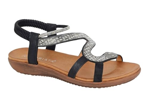 Image of Cipriata L656A-8 Womens Elasticated Sling Back Sandal Black size 8