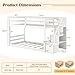Giantex Twin Over Twin Bunk Bed with Stairs, Solid Wood Floor Bunk Bed with Storage Staircase & Full-Length Guardrails, Low Bunk Bed with for Kids, Teens, Adults, Dorm, Small Space, White