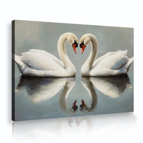 Art mural élégant cygnes pour sublimer la décoration de votre chambre