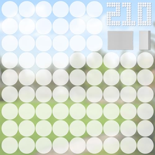 210 PCS Window Clings for Bird Strikes, Glass Door Clear Stickers Window Clings Prevent Birds from Hitting Glass Windows, Anti-Collision Decals (210 Pack Round)