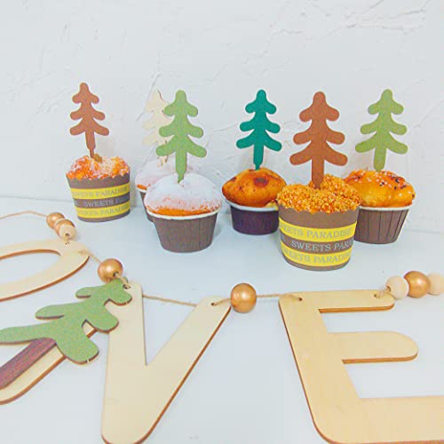 One Happy Camper Wood Banner/Cupcake Topper Set - Camping Cake Topper, Woodland Birthday Party Decoration, One Happy Camper Birthday Banner, First High Chair Wood Safari Jungle Garland For Baby Shower Boy/Girl(Wooden One Happy Camper 1St Birthday Toppers/Banner Set) #TOP6