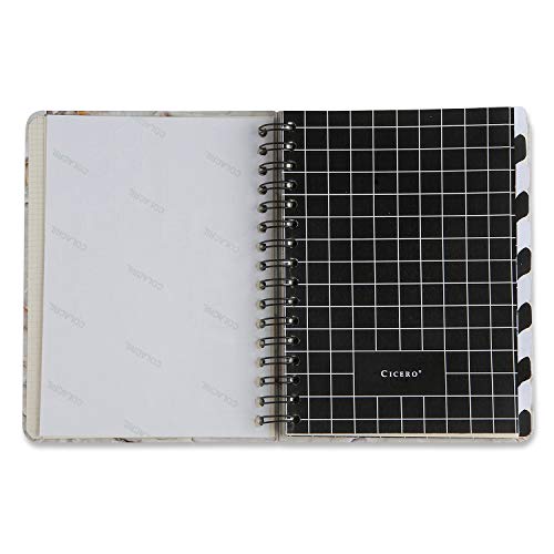 Cicero Planner Wire-o Minerais Mármore, Branco, Mensal e Semanal, 75 Folhas, Papel Pólen 80g/m², Tam