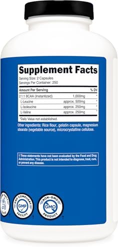 Nutricost BCAA 1000mg, 500캡슐, 2:1:1 분지쇄 아미노산 — 사진 4