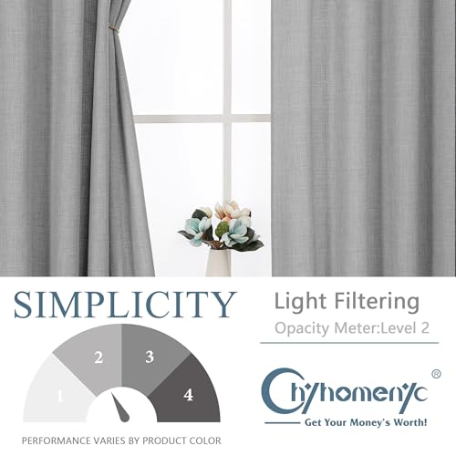 Chyhomenyc Light Grey Extra Long Curtains 120 Inch Length, Light Filtering Faux Linen Textured Soft Airy Living Room Curtains, Elegant Farmhouse Grommet Window Drapes, Each 50Wx120L, 10FT, 2PCS by Chyhomenyc - Used condition - Image 8