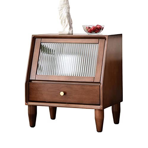 INPETS Mesita De Noche Moderna De Madera Maciza, Diseño con Espacio De Almacenamiento Y Puertas Abatibles, Cajones De Gran Capacidad for Sala De Estar, Dormitorio, Mesita De Noche De Salón