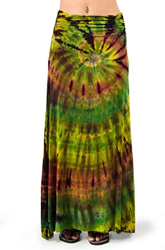 TCG Women's Tie-Dye A-Line Maxi Skirt - Olive Rust Multi
