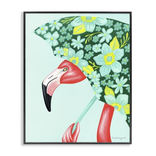Summery Flamingo Floral Petal, 11 x 14 Inch Framed Giclée Print