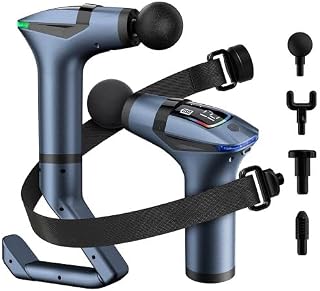 3-in-1 Massage Gun Extended Handle & Belt with 12 Speed Levels & 4 Replaceable Heads for Athletes, Gym Recovery and Seniors Back Pain |Back Massage Belt & Extended Handle Deep Tissue Massage