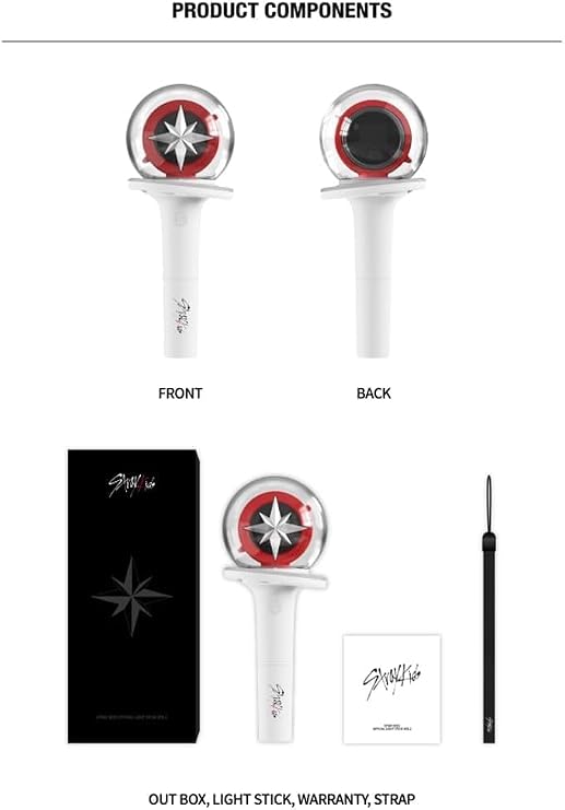 Stray Kids Official Light Stick VER.2 Concert Tray Kids Cheer Light with Kpop Merchandise 1 Set of Photocard White