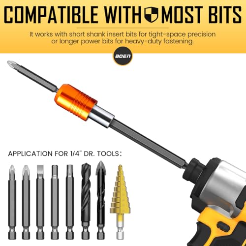 boen 2PCS Magnetic Drill Bit Holder, 4" Quick Change Drill Extension, 1/4" Hex Shank, for Impact Driver Screwdriver Bits Use — view 6